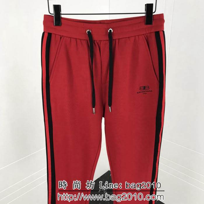 BALENCIAGA巴黎世家 18ss秋冬新款 字母小logo 純棉男款休閒褲 紅色 ydi1256